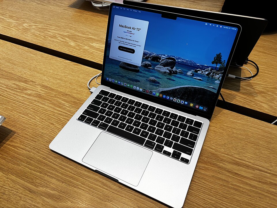 A silver 13-inch MacBook Air with M4