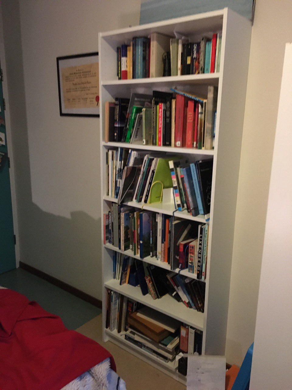 A filled IKEA BILLY bookcase