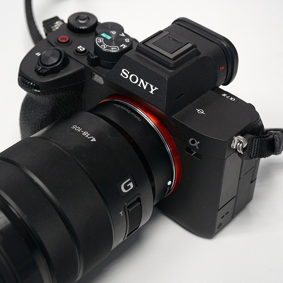 A Sony Alpha 7 IV with a lens